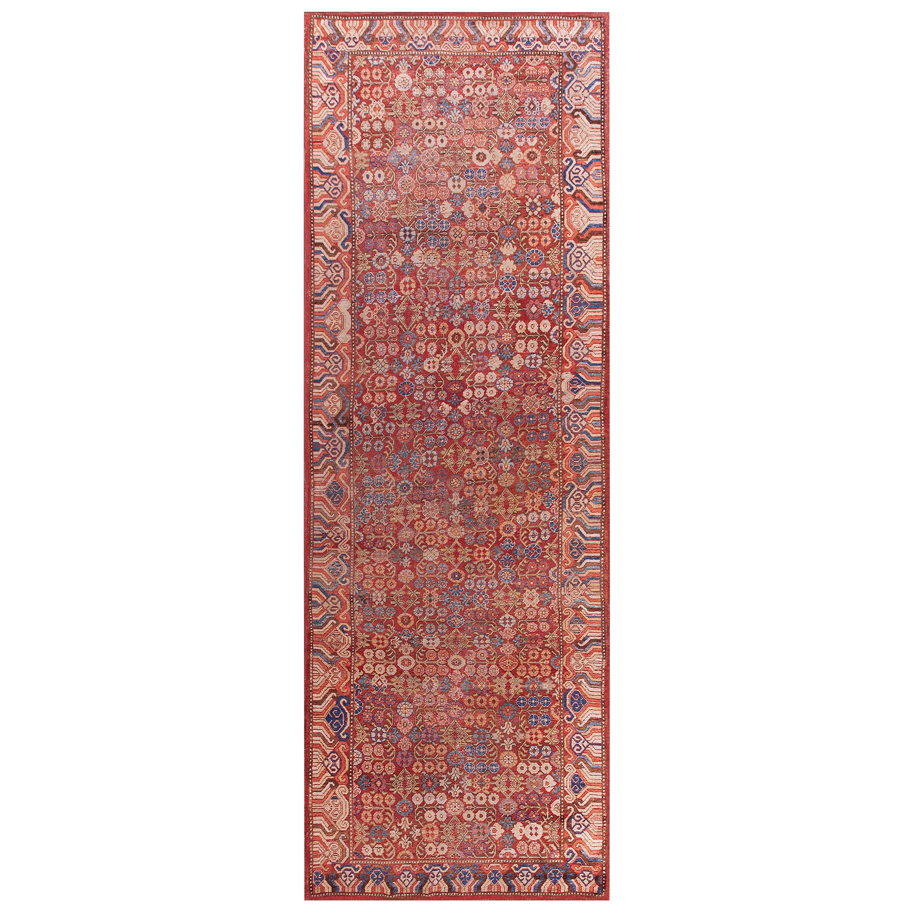 Late 18th Century Central Asian " Chinese " Khotan Carpet 4'6" x 13'6"