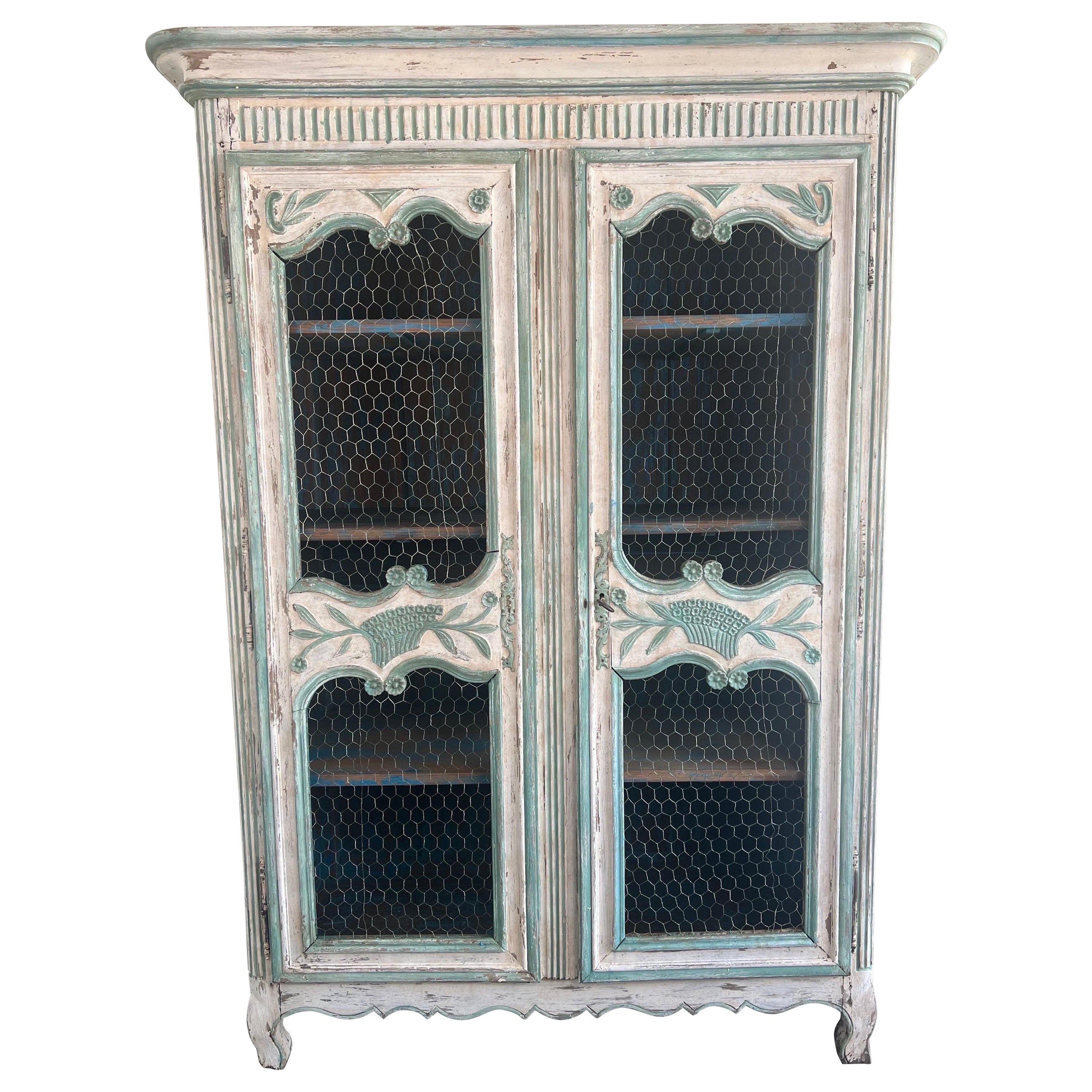 19th C. French Painted Armoire For Sale