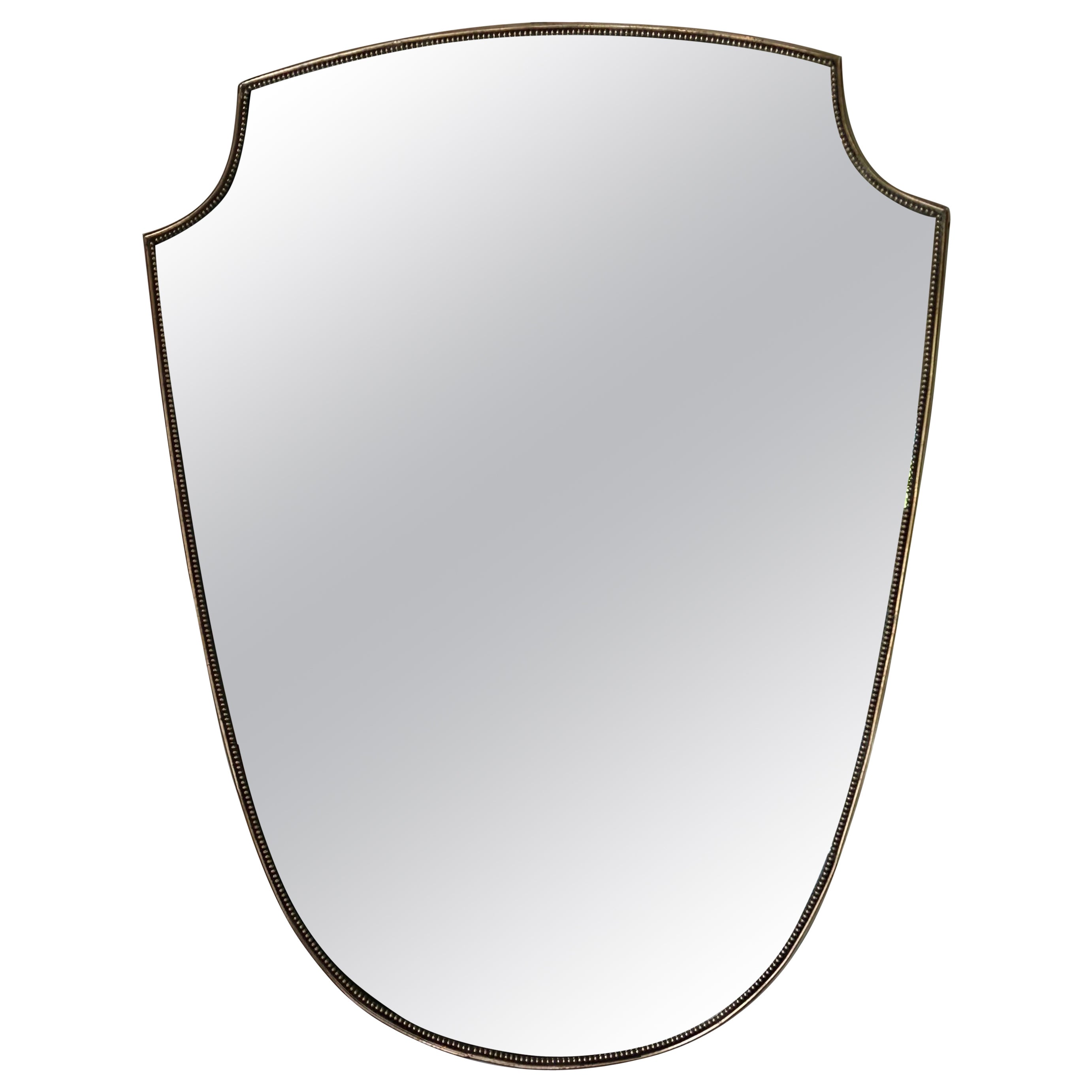 Italian Brass Framed Shield Mirror