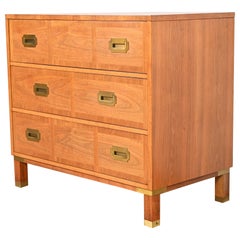 Baker Furniture Mid-Century Campaign Walnut Chest of Drawers, 1960s