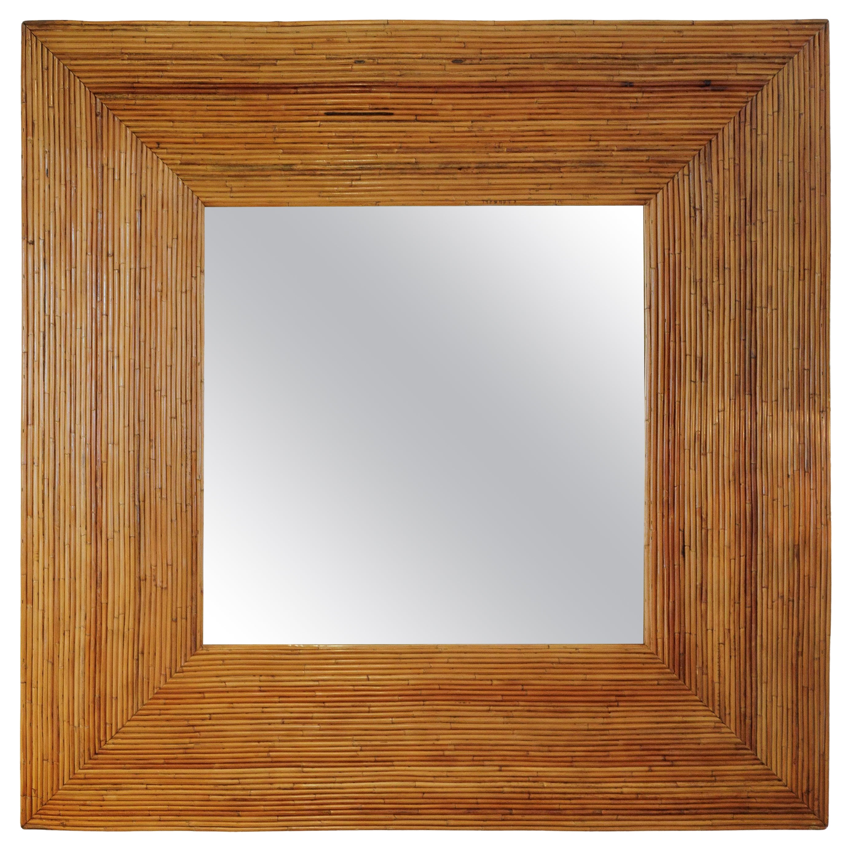 Square Pencil Reed Bamboo Surround Mirror For Sale