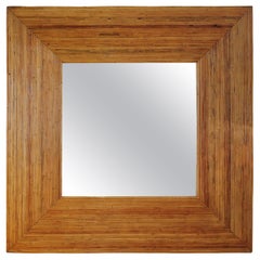 Vintage Square Pencil Reed Bamboo Surround Mirror