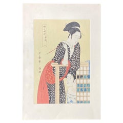 Kitagawa Utamaro Japanischer Holzschnitt-Druck Hour of the Sheep Daughter Sundial