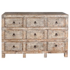 Nine Drawer Chest in Antiqued White Paint Patina