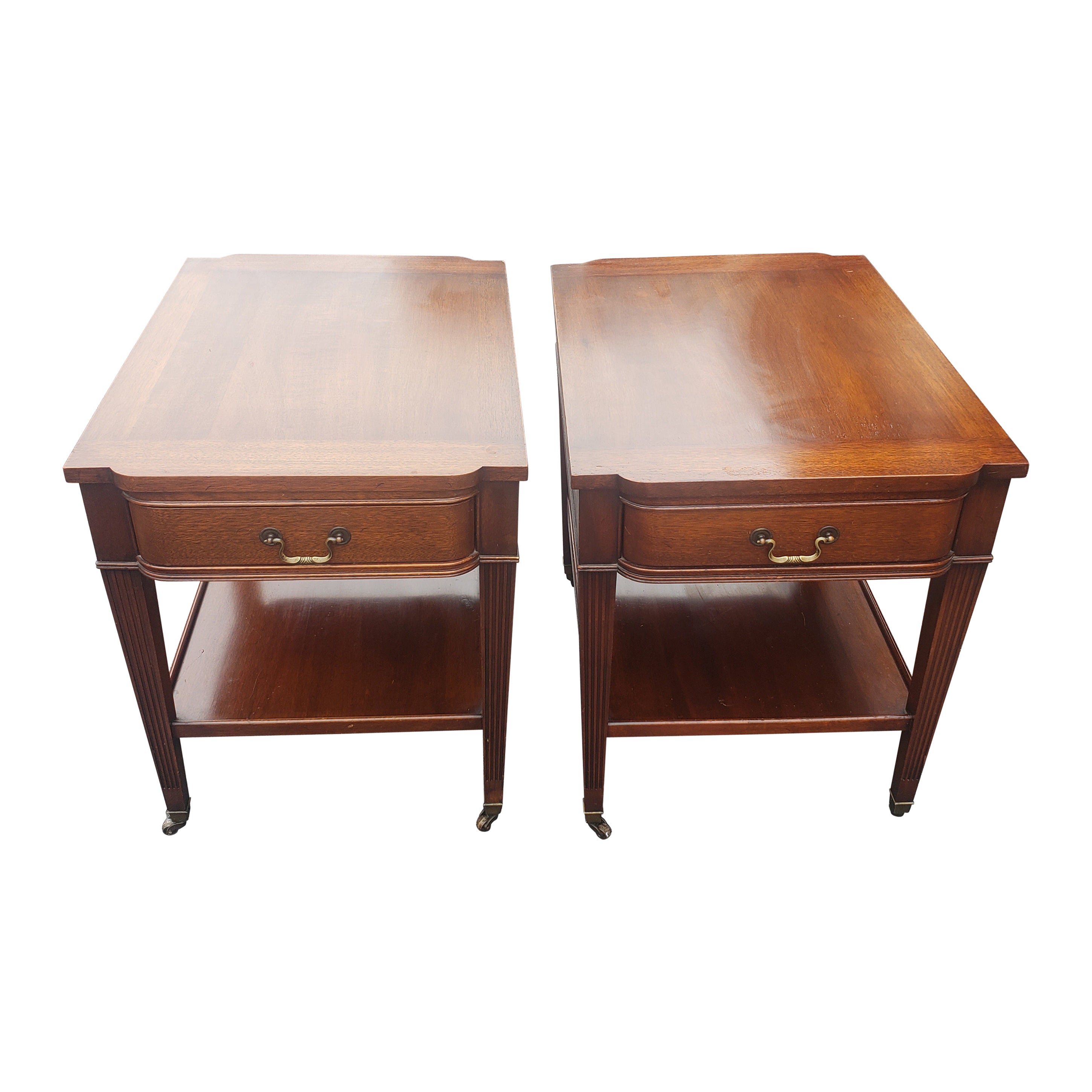 Pair 1960s Georgetown Galleries 2-Tier Holliwood Regency Mahogany Side Tables  For Sale