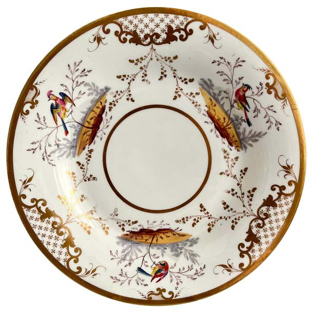 H R. Daniel H&R Daniel Porcelain Dessert Plate, Gilt with Coloured Birds, Regency ...