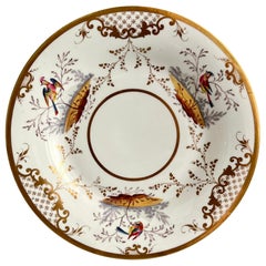 H&R Daniel Porcelain Dessert Plate, Gilt with Coloured Birds, Regency, 1832