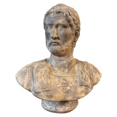 A Neoclassical Terracotta Sicilian Bust of the Roman Emperor Adriano