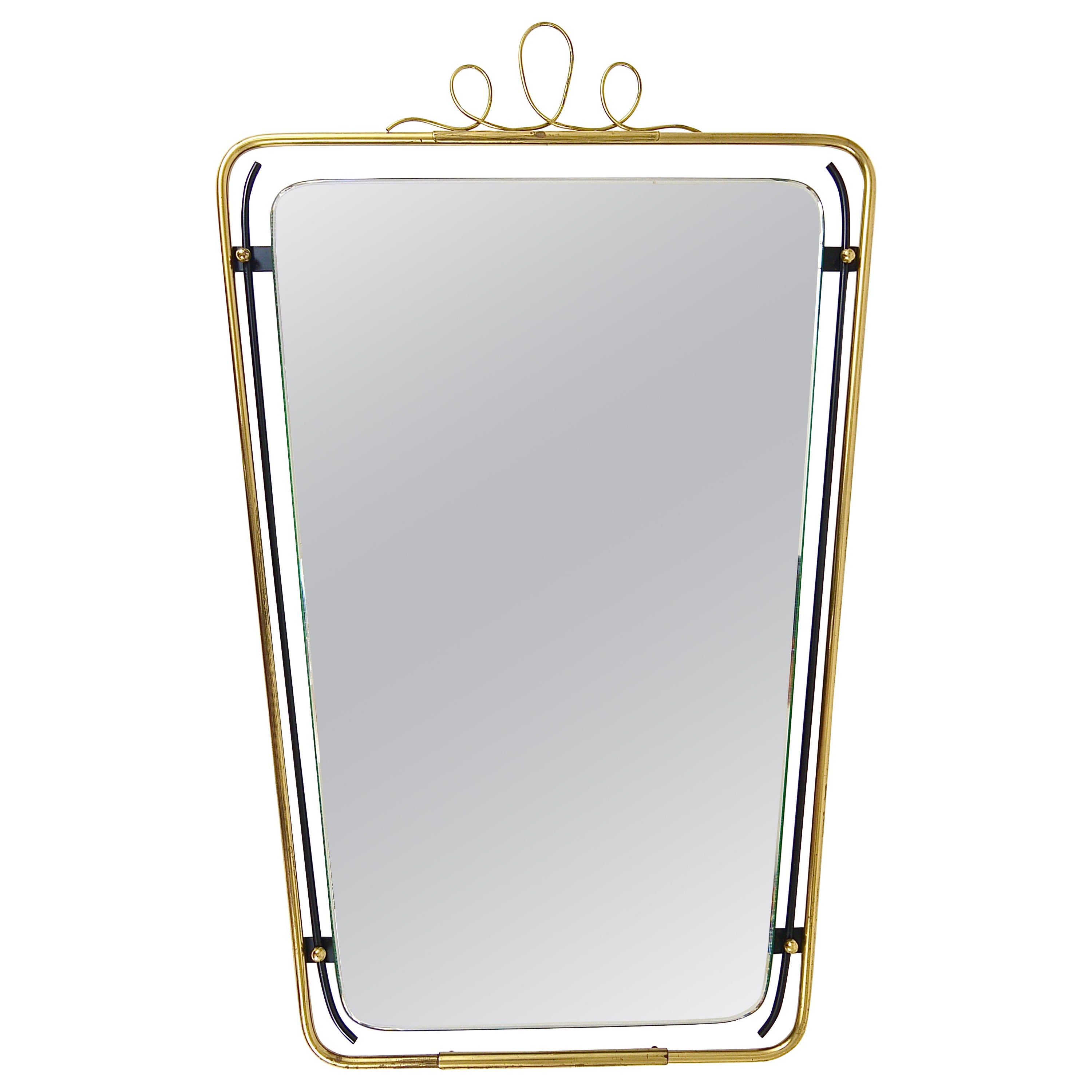 Midcentury Modern Brass Loops Wire Wall mirror, Italy, 1950s For Sale