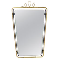 Vintage Midcentury Modern Brass Loops Wire Wall mirror, Italy, 1950s
