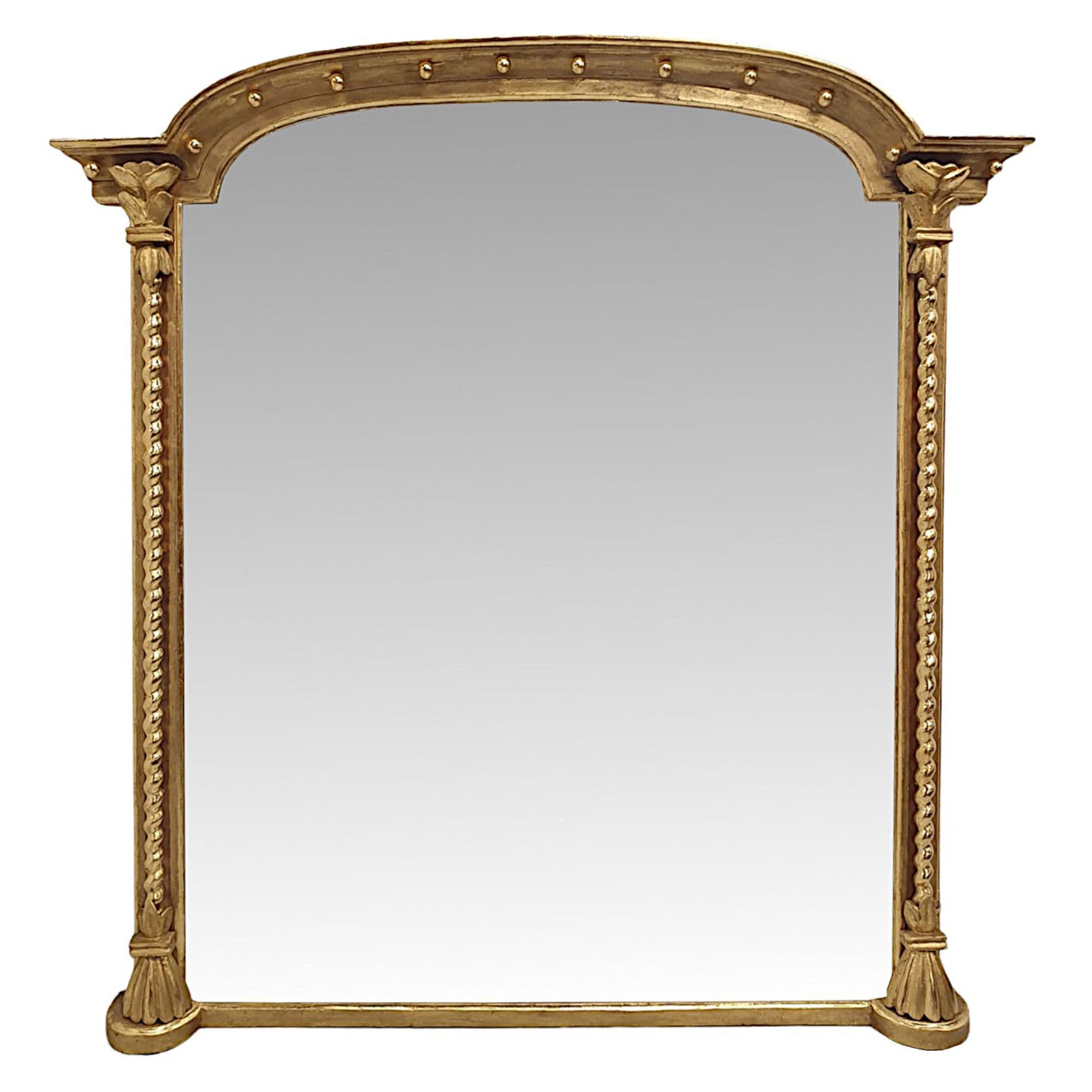 A Stunning 19th Century Giltwood Overmantle Mirror For Sale