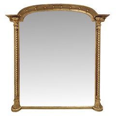 A Stunning 19. Jahrhundert Giltwood Overmantle Spiegel