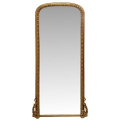 Très rare et grand miroir d'embarcadère ou de coiffeuse en bois doré du 19e siècle