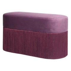 Pouf Pill L Contemporary Sculptural Pouf with Velvet and Fringes by Houtique