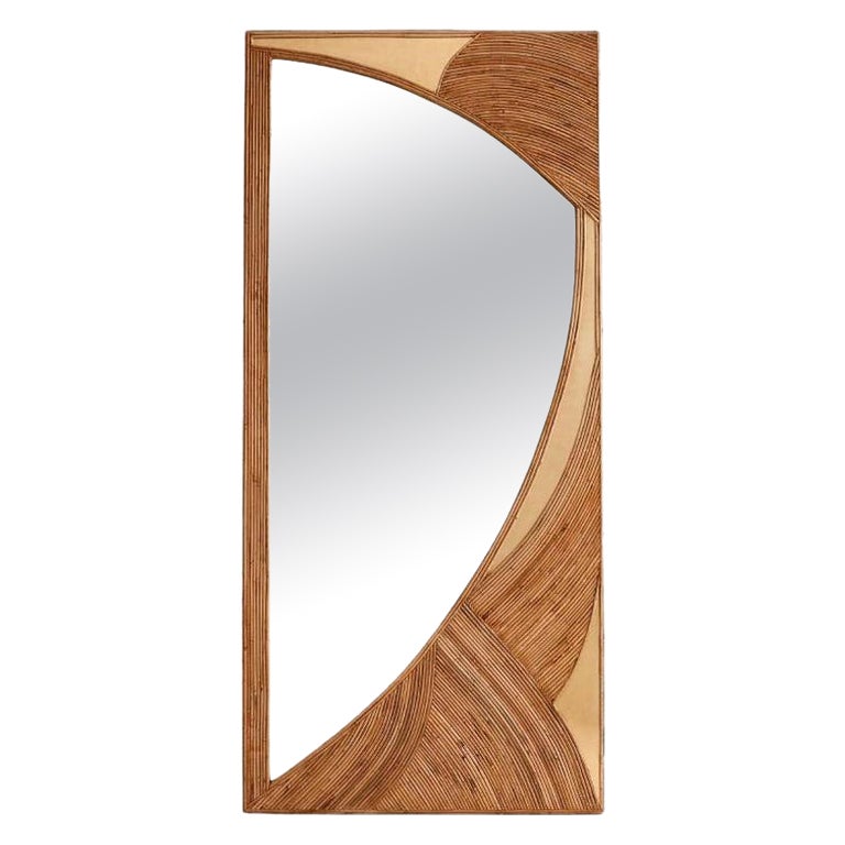 Contemporary Wall Miroir Bamboo and Brass, Italy For Sale