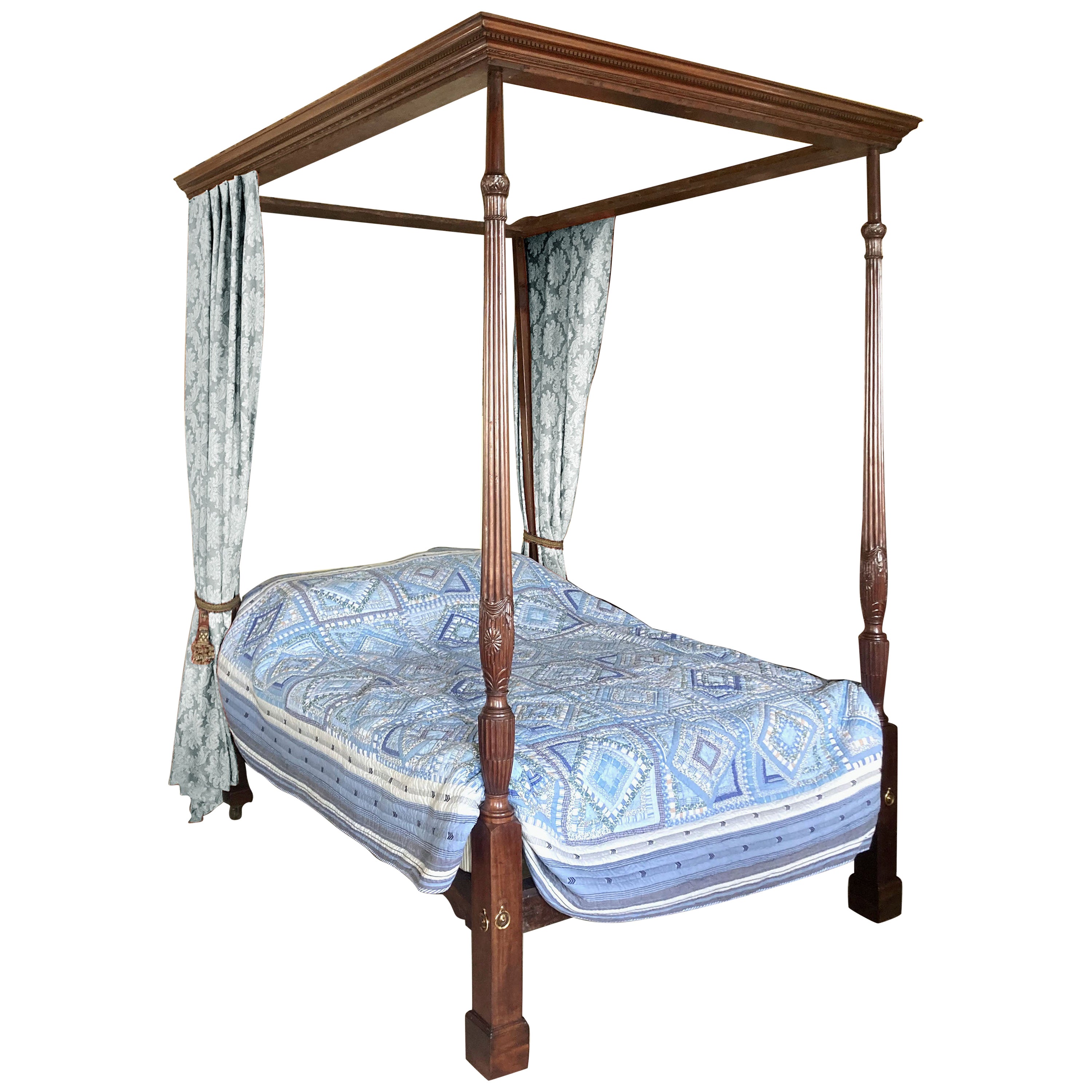 George III mahogany four-poster bed
