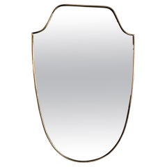 Italian Midcentury Extra Large Vintage Wall Mirror with Brass Frame, 1970s