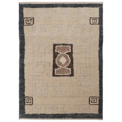 Rug & Kilim’s French Art Deco style Accent Rug in Beige with Medallion Pattern