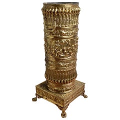 Mid-19th Century Victorian Brass Repoussé Umbrella or Walking Stick Stand