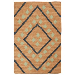 Rug & Kilim’s Tribal style Kilim in Gold with Black & Green Patterns