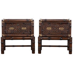 Pair of Ralph Lauren Rattan Bedside Tables, 2007