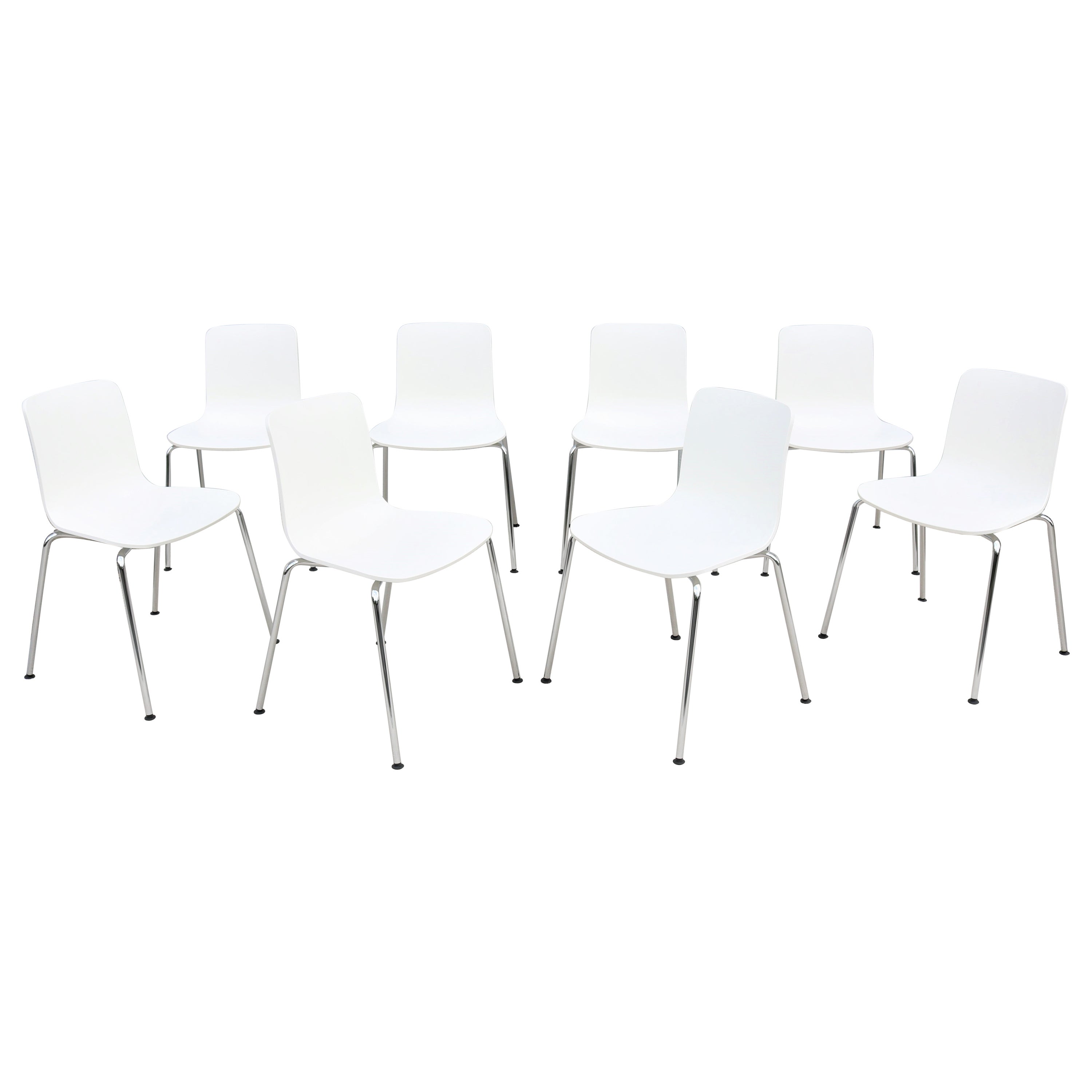 Ensemble de 8 chaises de salle à manger empilables de style moderne italien Jasper Morrison pour Vitra HAL