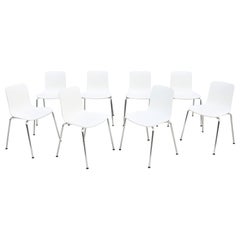 Ensemble de 8 chaises de salle à manger empilables de style moderne italien Jasper Morrison pour Vitra HAL