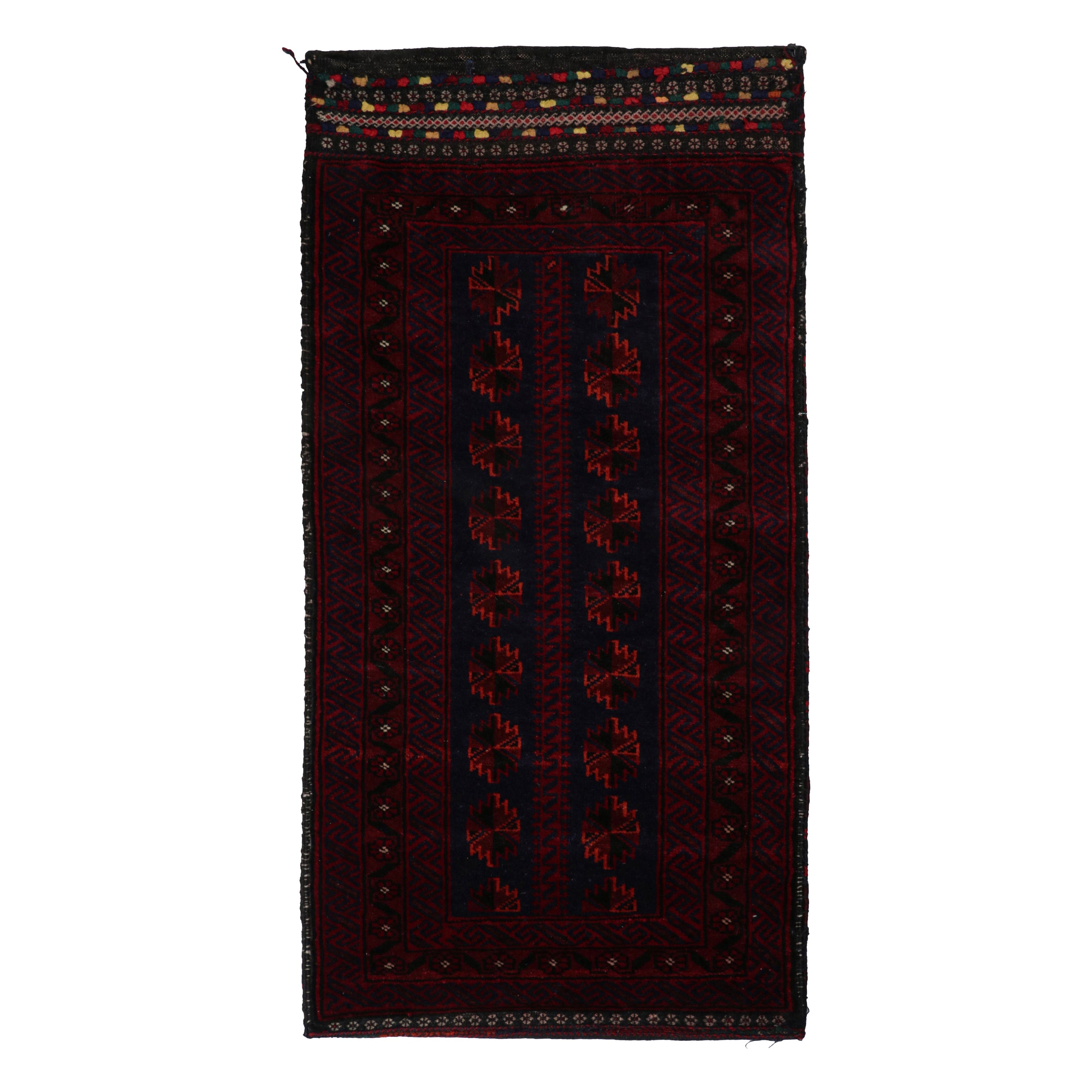 Vintage Baluch Persian rug in Red, Blue & Black Patterns from Rug & Kilim