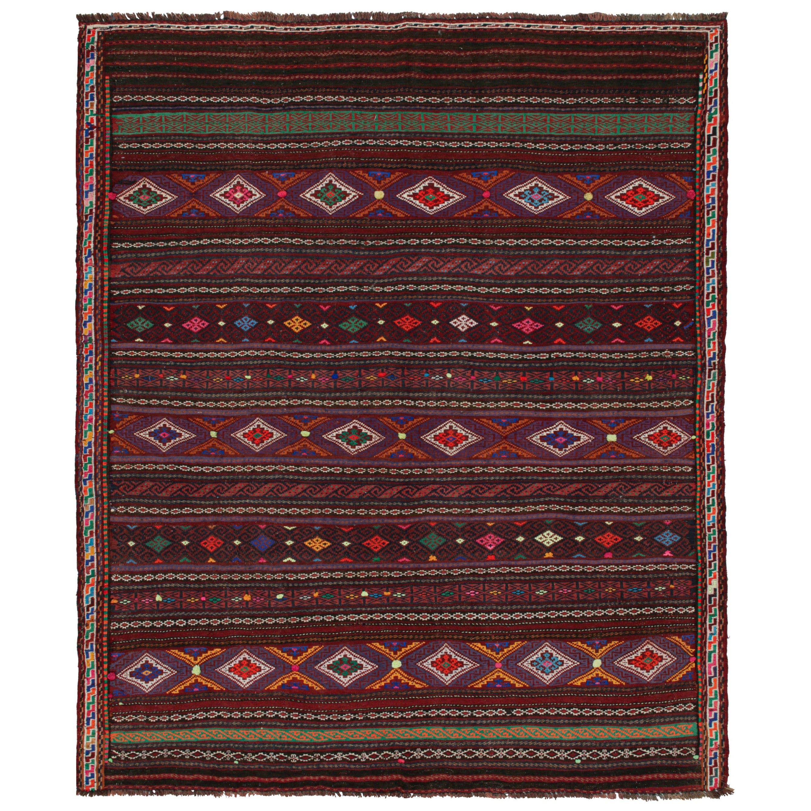 Vintage Baluch Persian rug in Polychromatic Patterns from Rug & Kilim For Sale