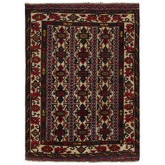 Vintage Baluch Persian rug in Red, Beige, Blue & Brown Patterns from Rug & Kilim