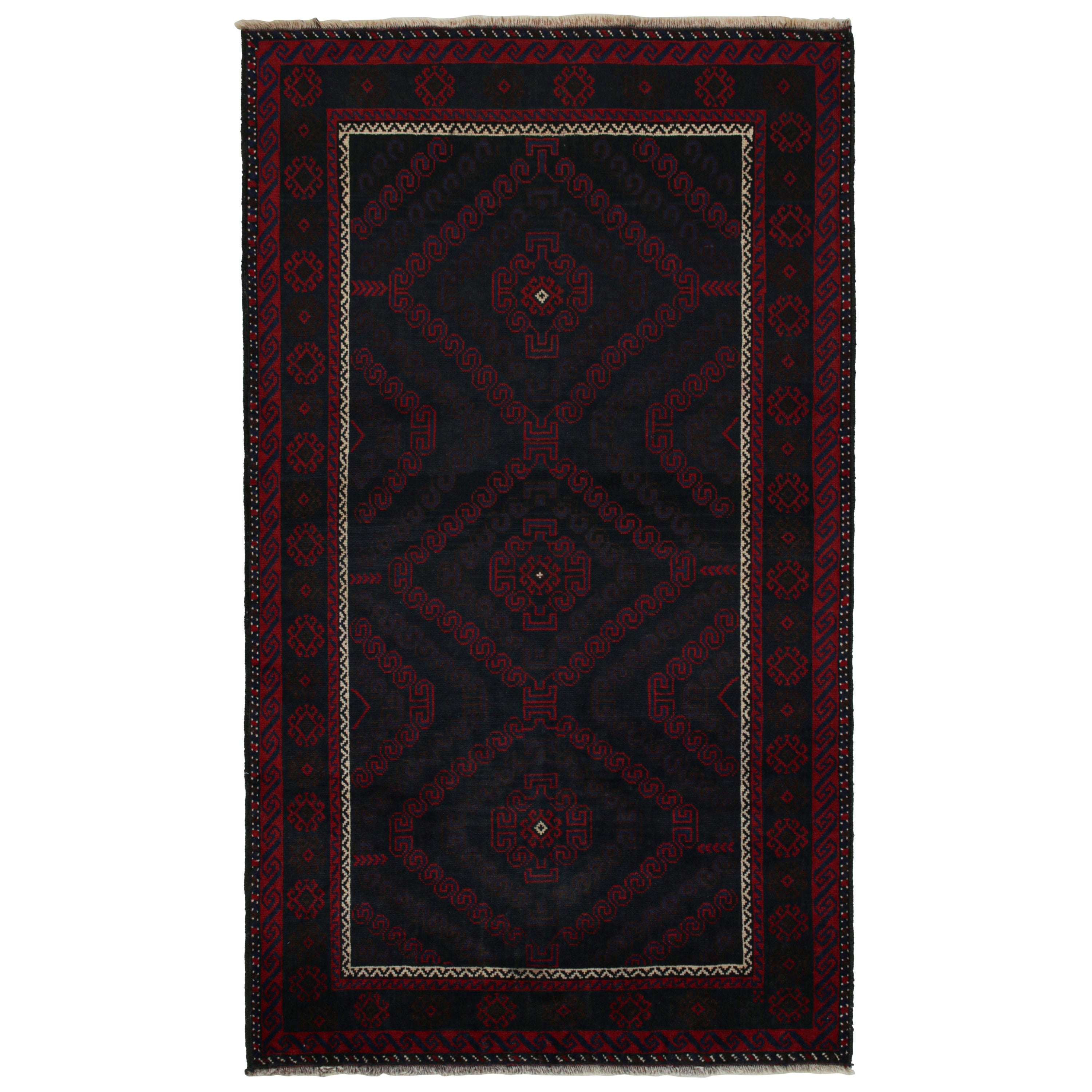 Vintage Baluch Perserteppich in Rot & Blau Stammes-Muster von Rug & Kilim
