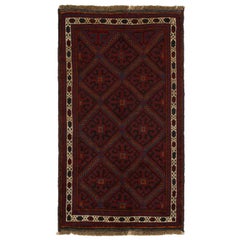 Vintage Baluch Persian rug in Red, Black, Blue & Brown Patterns from Rug & Kilim