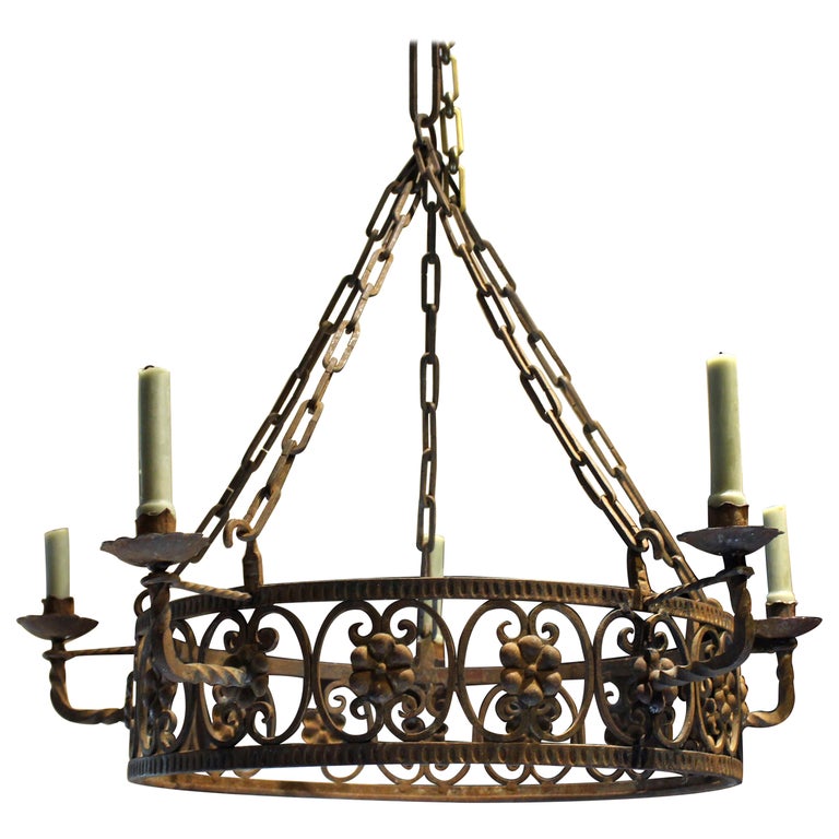 Monumental 50 Dia. Gothic Medieval Renaissance Revival Brass