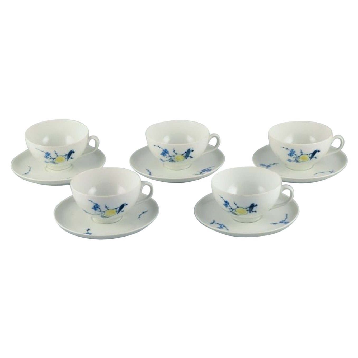 Johannes Hedegaard for Royal Copenhagen, Denmark, Rimmon, five-person tea set For Sale