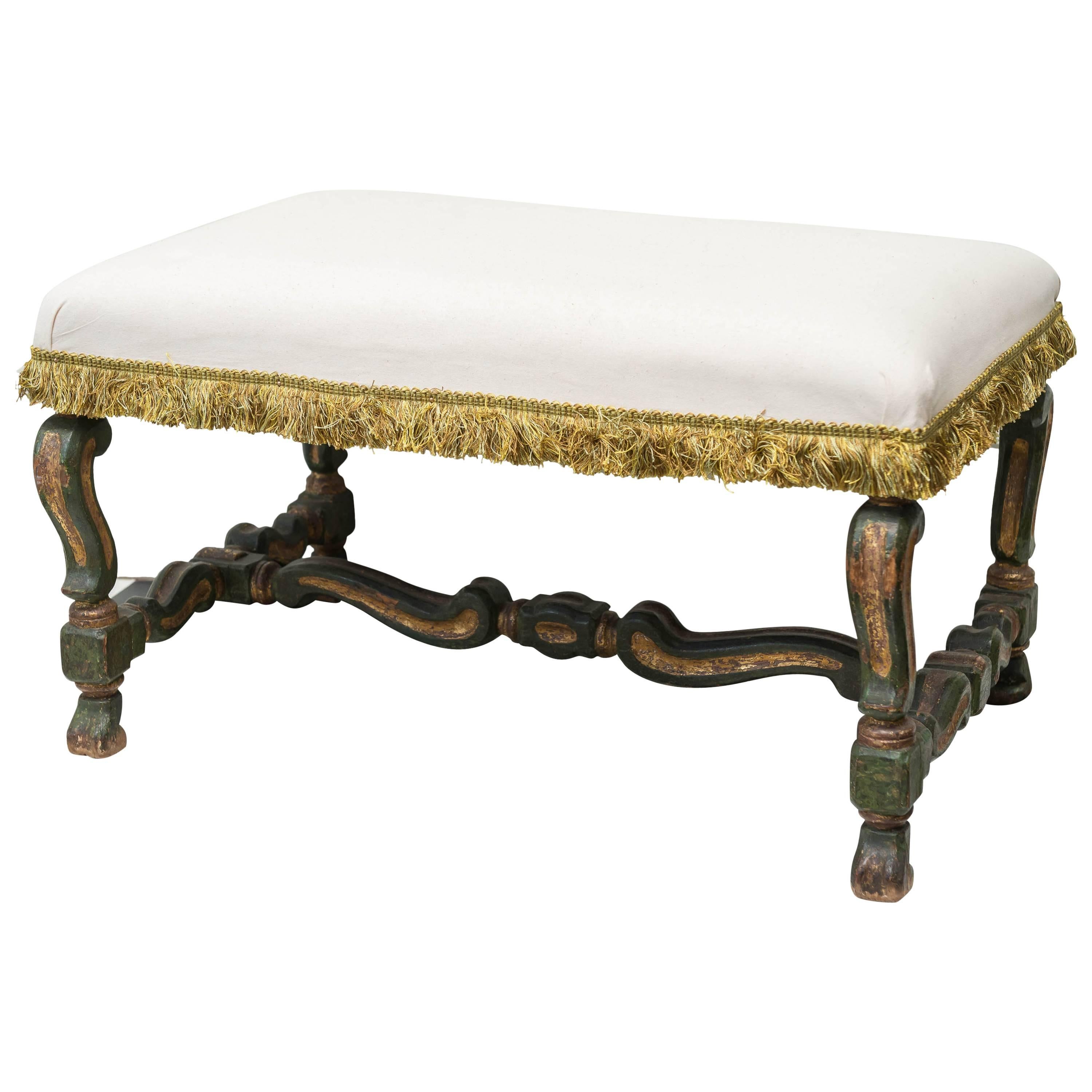 17th Century Italian Parcel-Gilt and Painted Bench