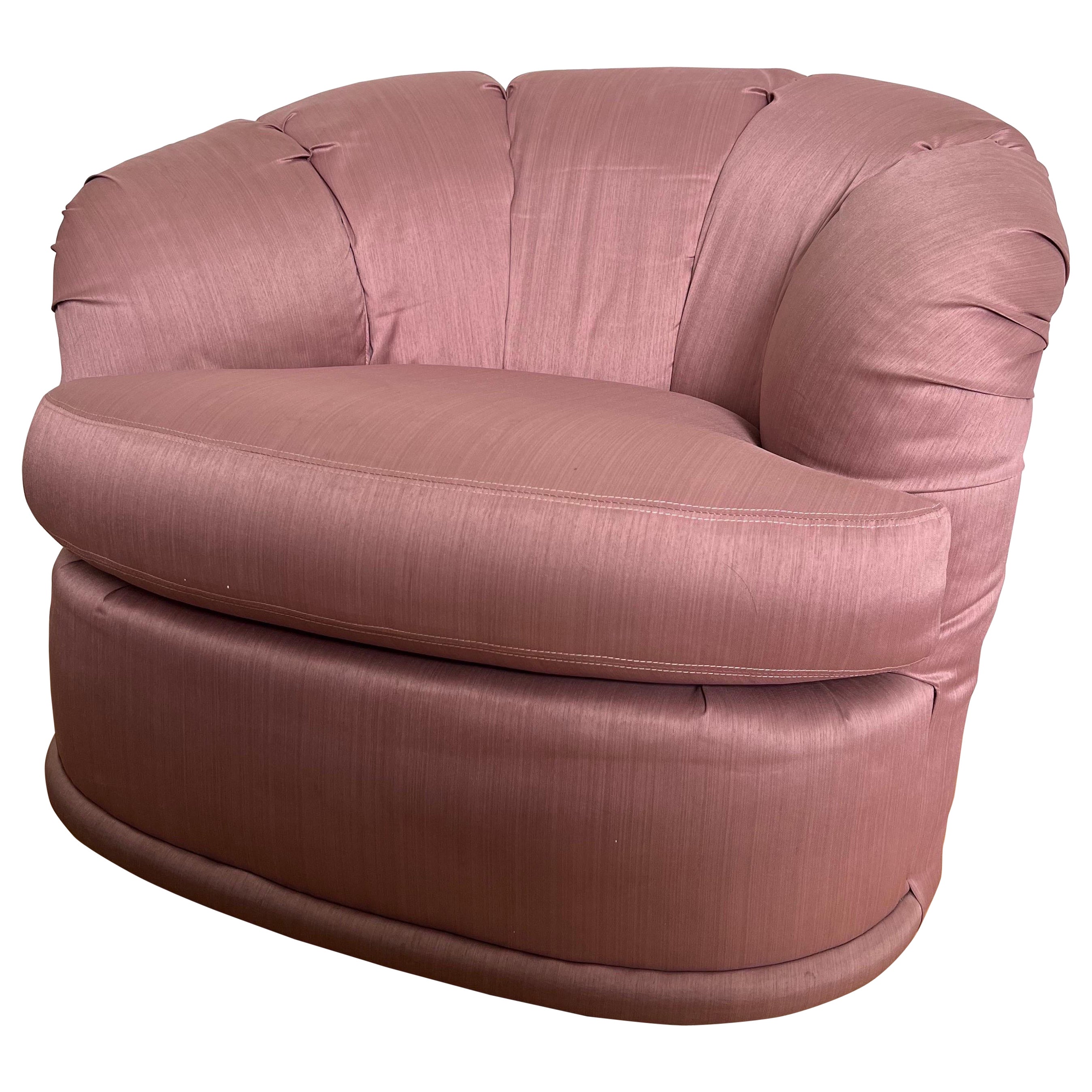 1980 Mauve Pink Swivel Club Chair For Sale