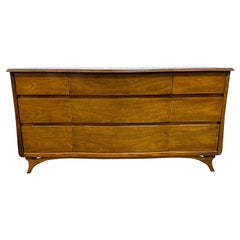 Vintage Mid-Century Modern Rway Walnut Triple Dresser