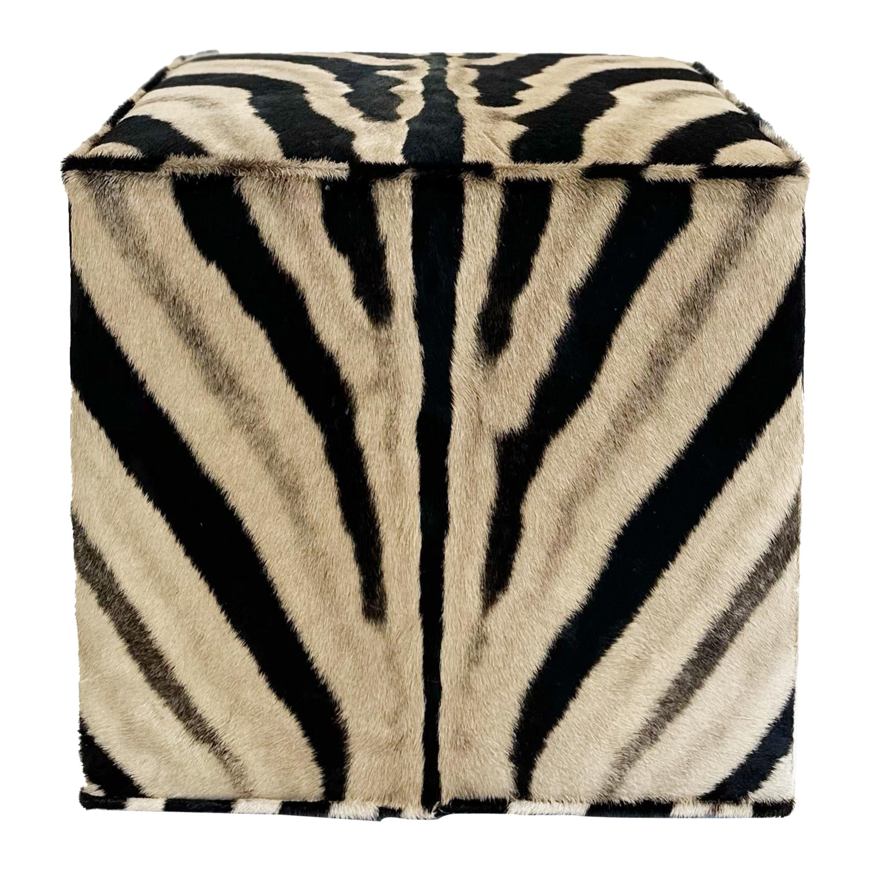 Forsyth Zebra Cube Ottoman For Sale