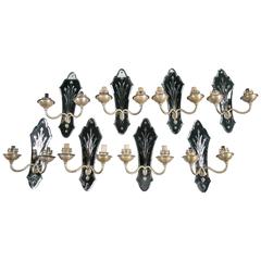 Set of Four Pair French Mirrored Sconces