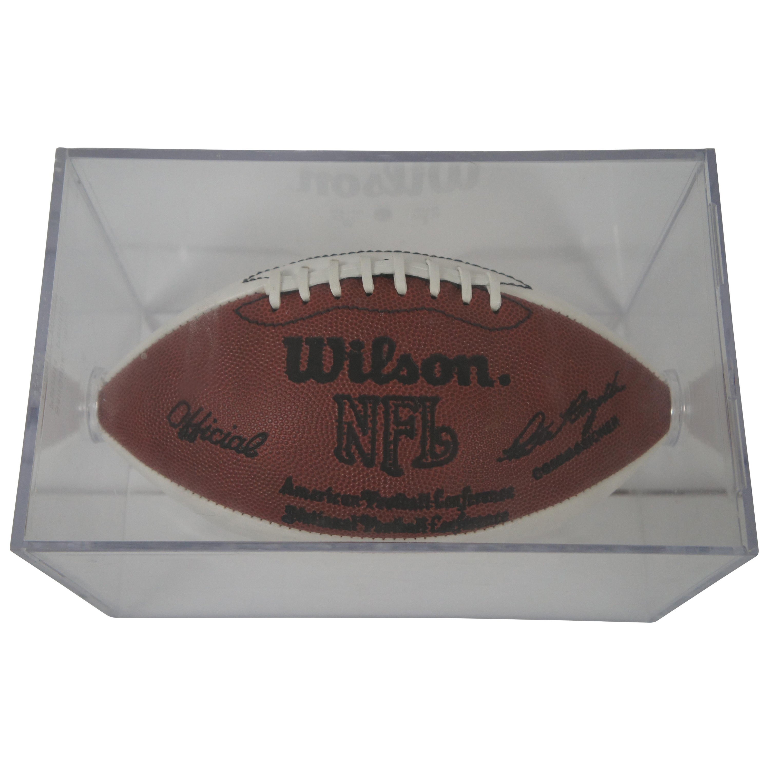 Boîtier de présentation de trophée officiel de football NFL en cuir et acrylique vintage de 12 pouces de Wilson
