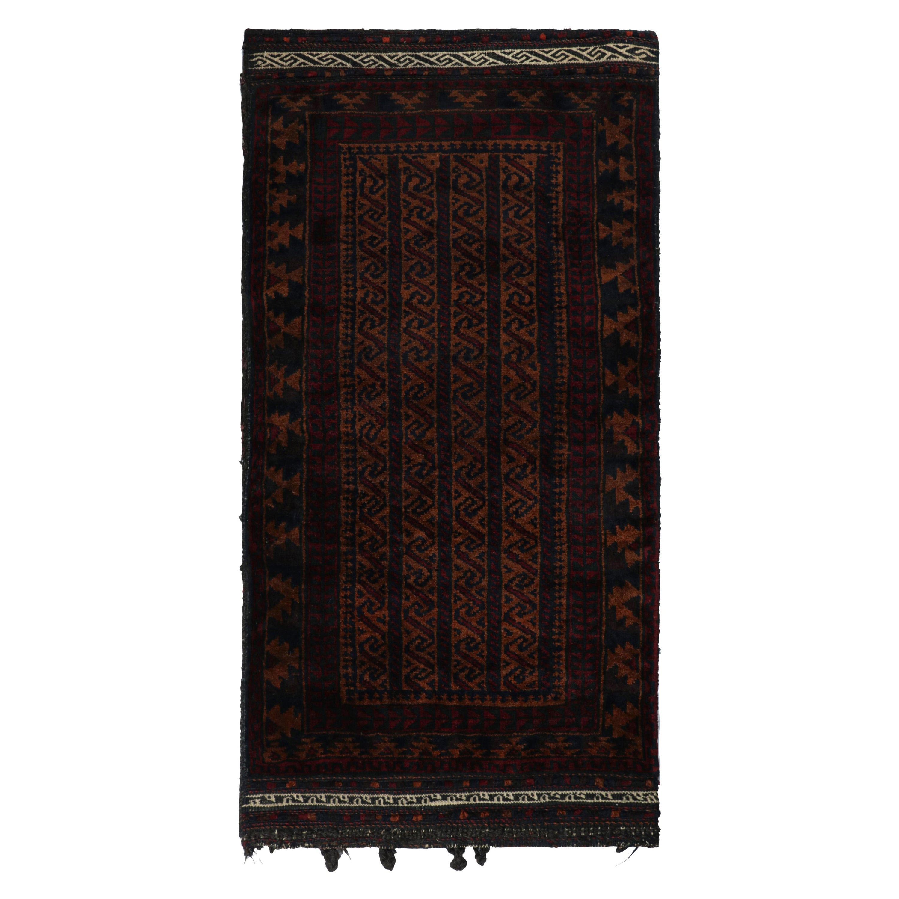 Vintage Baluch Persian rug in Brown, Red & Blue Patterns from Rug & Kilim For Sale