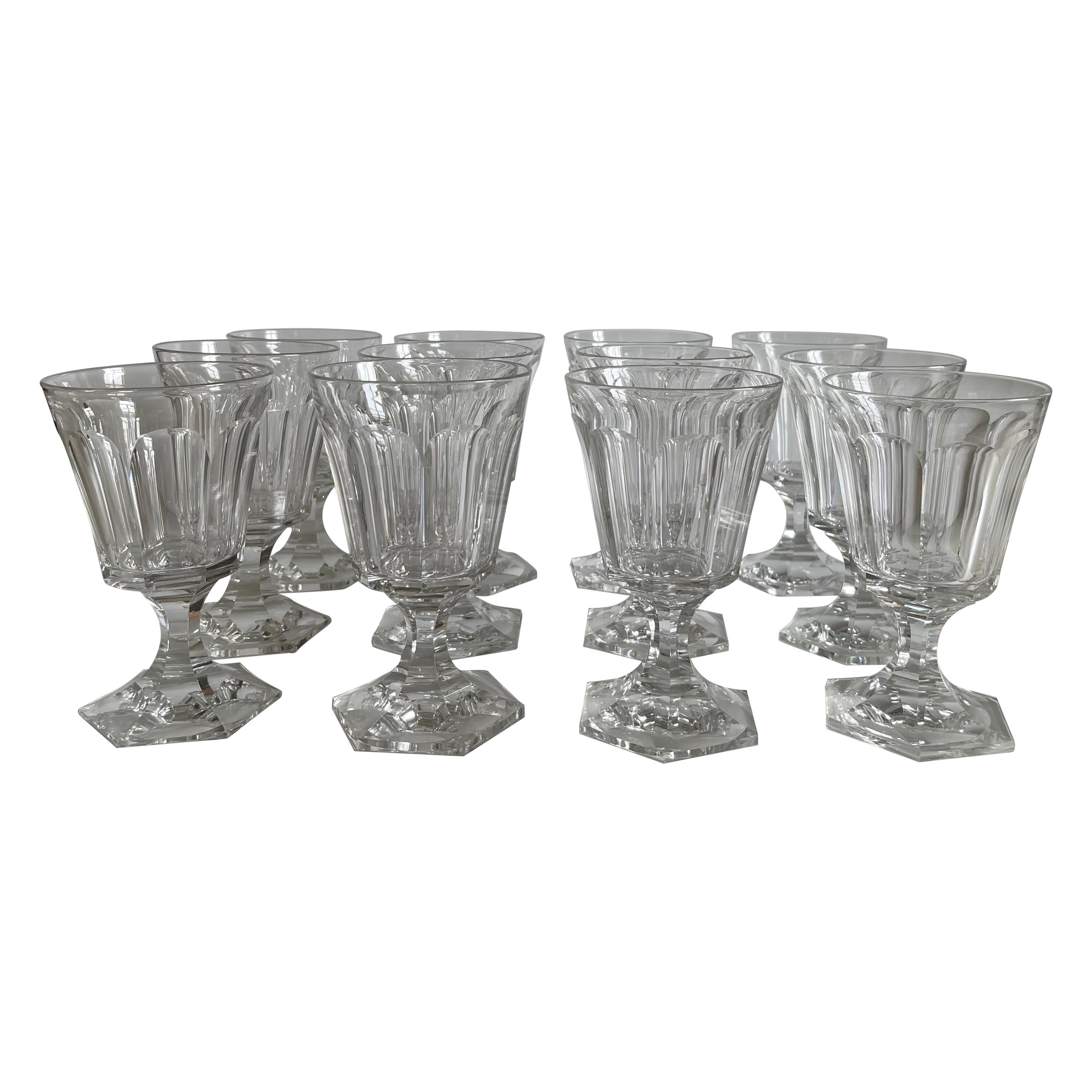 Copas de agua de vidrio soplado americano de 1850, S/12