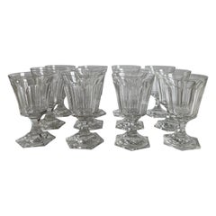 Calici da acqua in vetro soffiato americano del 1850, S/12