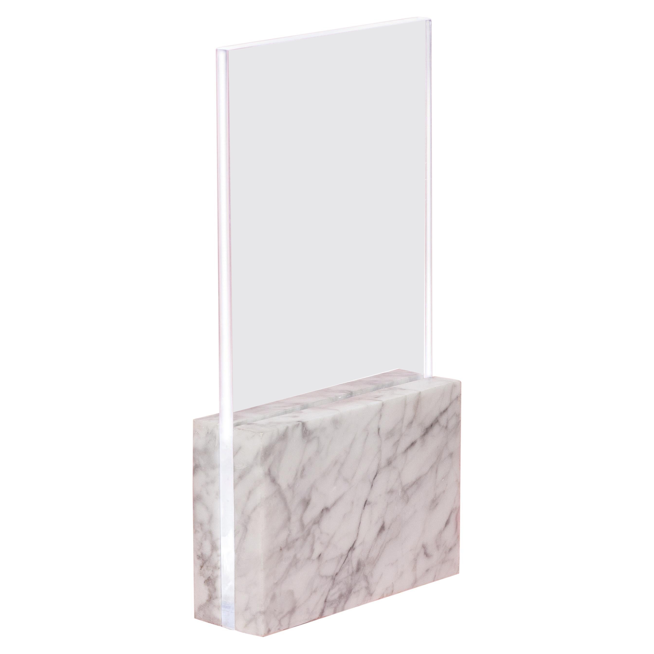 Unique Black or White Glass & Natural Marble Table Lamp Horizon by Carlos Aucejo