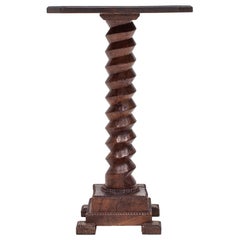 Retro French Turned Column Pedestal Table, Reminiscent of Charles Dudouyt