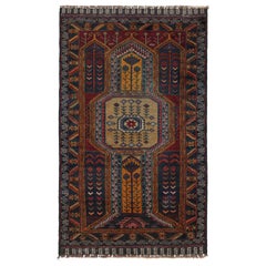 Vintage Baluch Persian rug in Blue, Brown, Gold & Red Pattern from Rug & Kilim