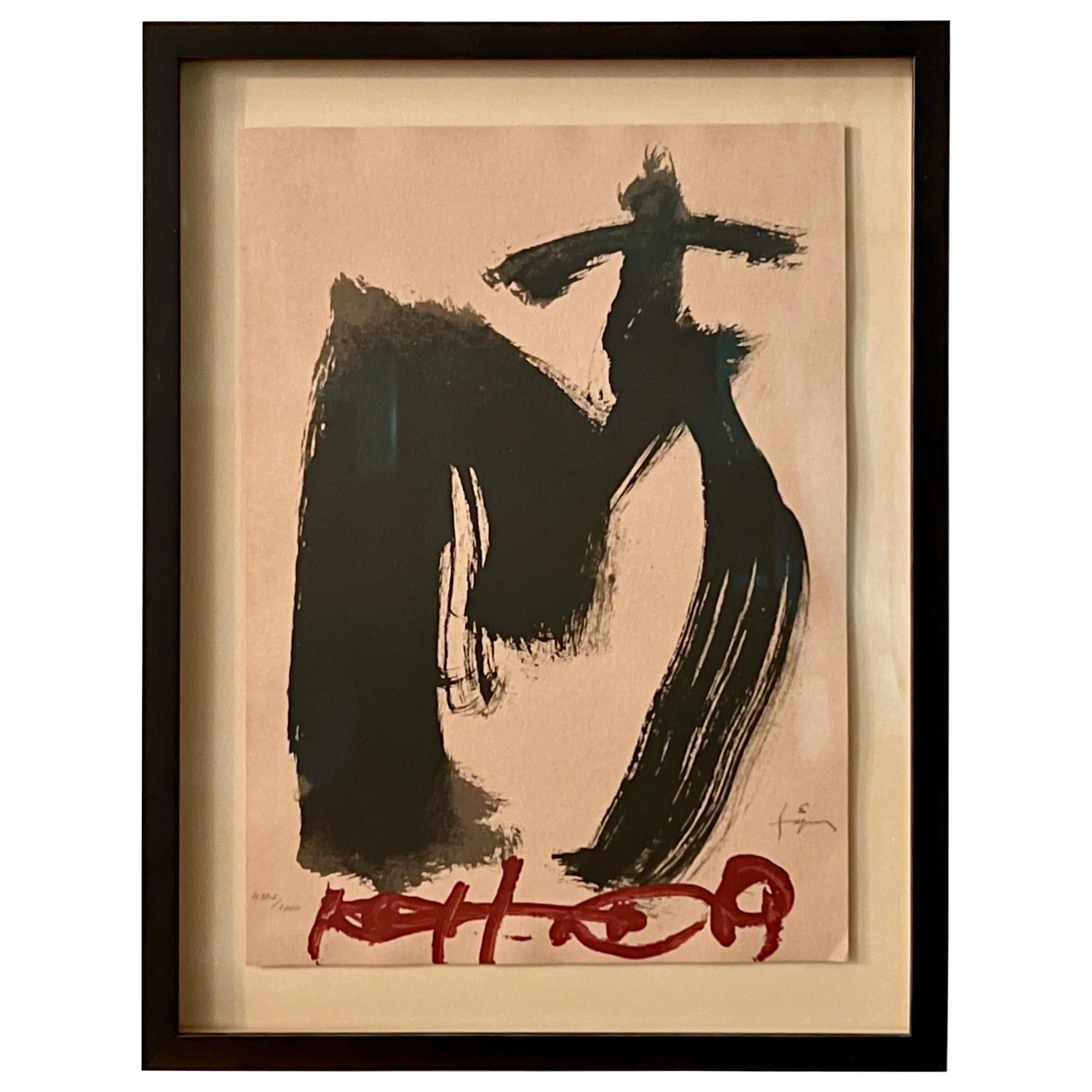Antoni Tàpies Astratto nero e rosso c1970s in vendita