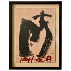 Vintage Antoni Tàpies Abstract Black & Red c1970s