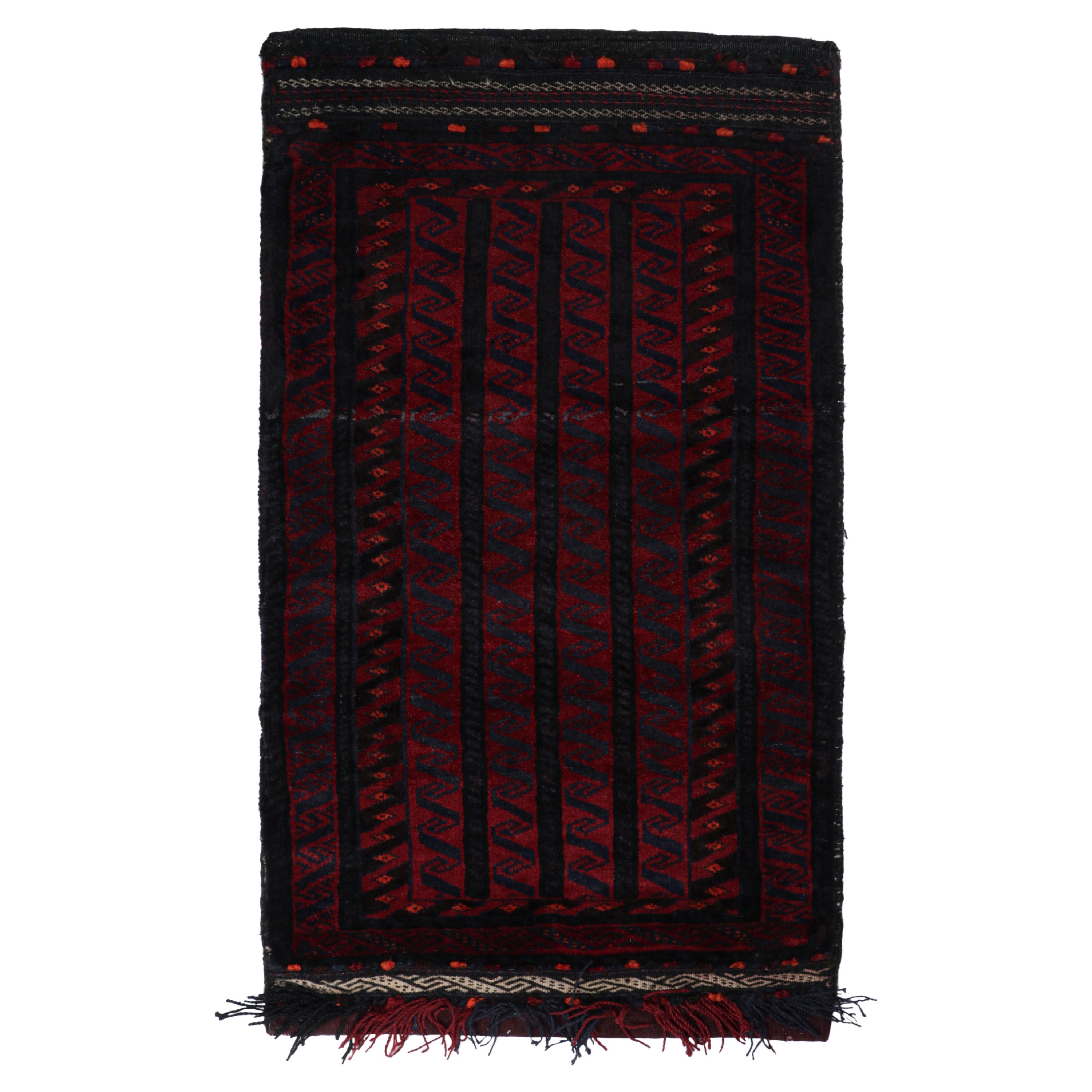Vintage Baluch Persian rug in Red, Blue & Black Patterns from Rug & Kilim For Sale
