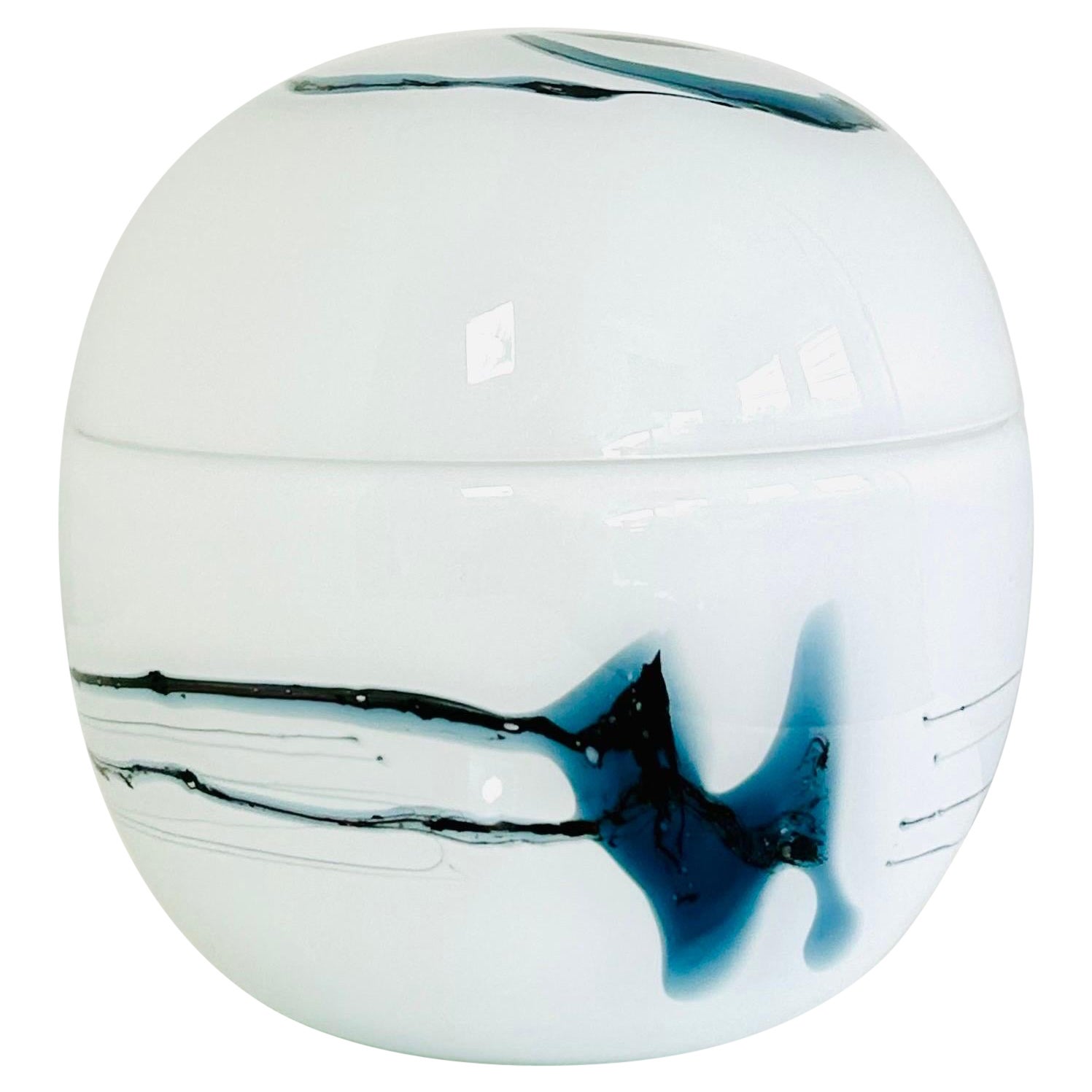 Large Lidded Glass Art Bowl by Michael Bang for Holmegaard, Denmark For Sale